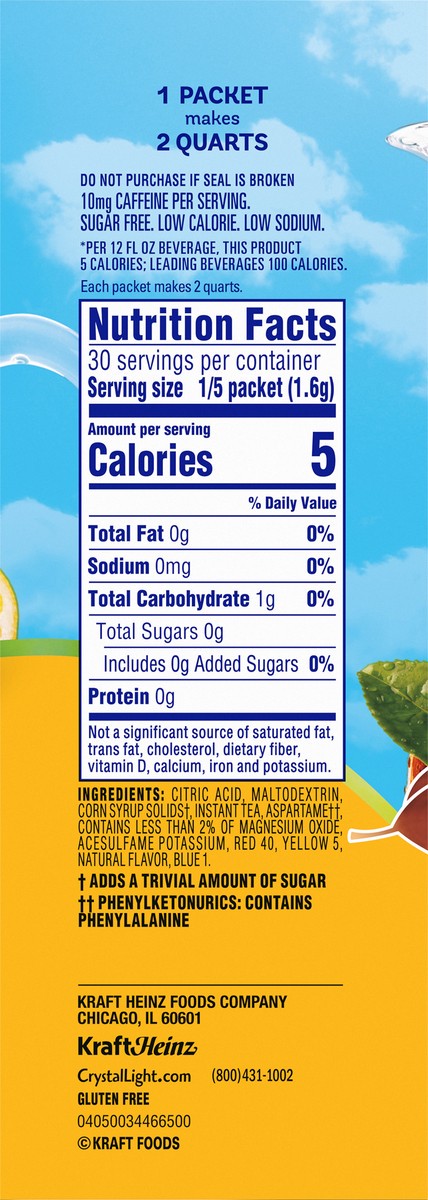 slide 4 of 9, Crystal Light Pitcher Packets Lemon Iced Tea Drink Mix 6 Packets, 6 ct