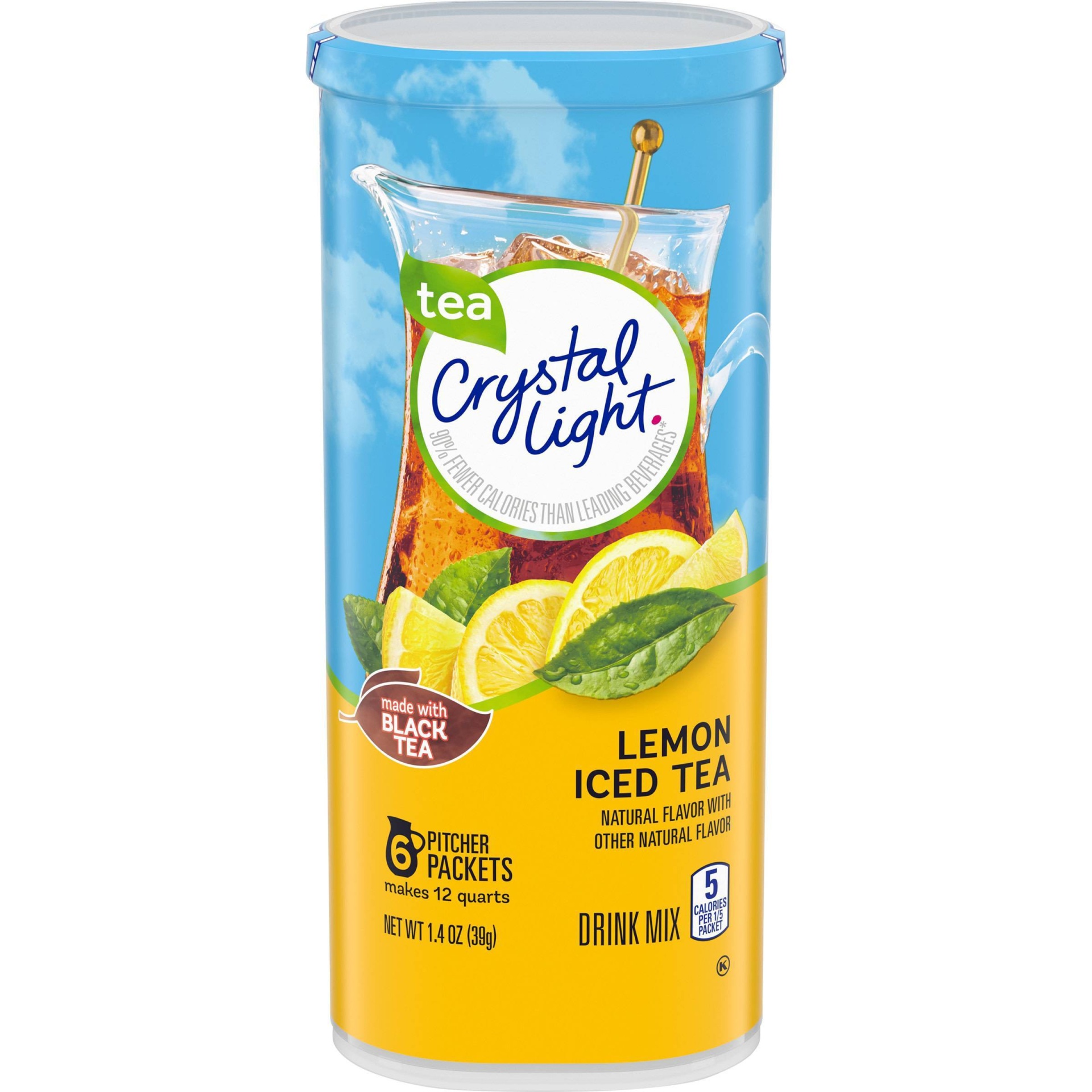 slide 1 of 10, Crystal Light Lemon Iced Tea Naturally Flavored Powdered Drink Mix Pitcher, 6 ct