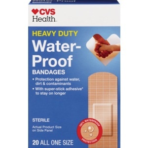 slide 1 of 1, CVS Health Heavy Duty Waterproof Anti-Bacterial Bandages, One Size, 20 ct