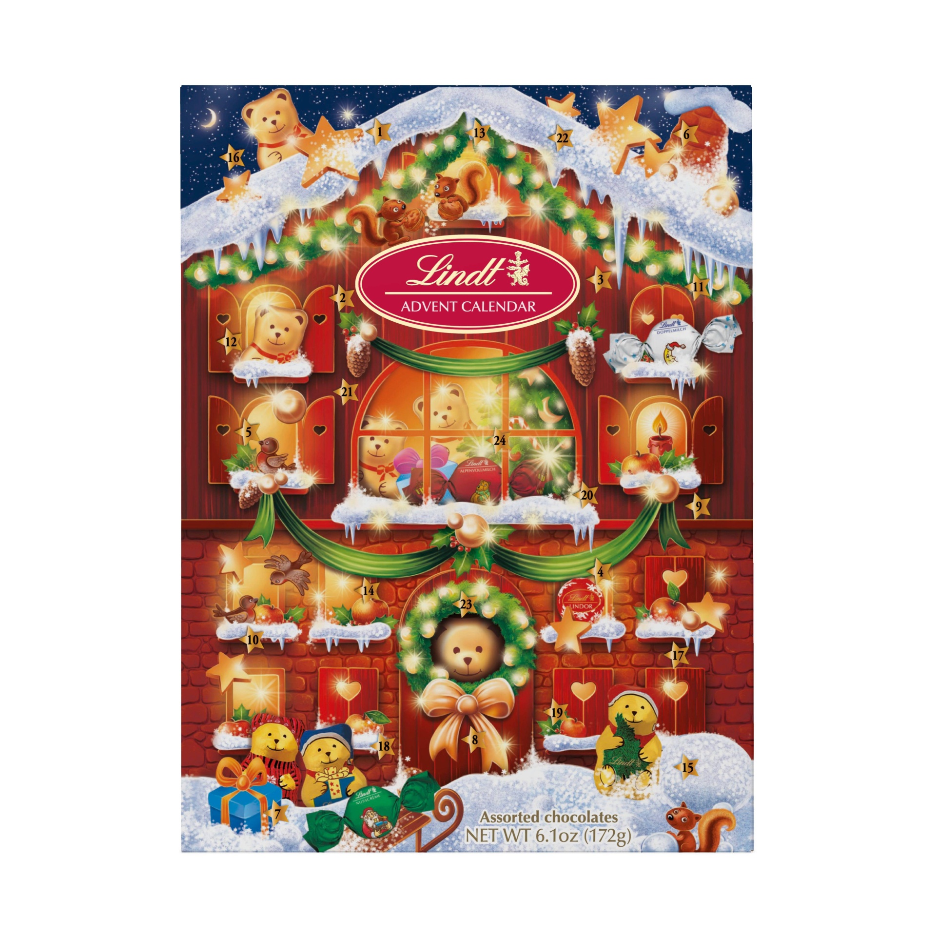 slide 1 of 1, Lindt Lindor Assorted Chocolates Advent Calendar, 6.1 oz