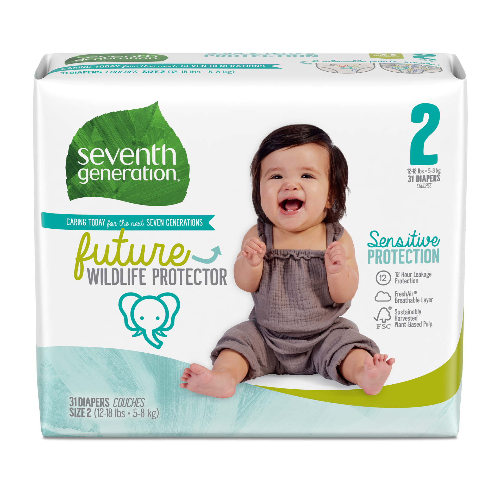 slide 1 of 1, Seventh Generation Baby Diapers Protection, Size 2, 31 Count , 1 ct