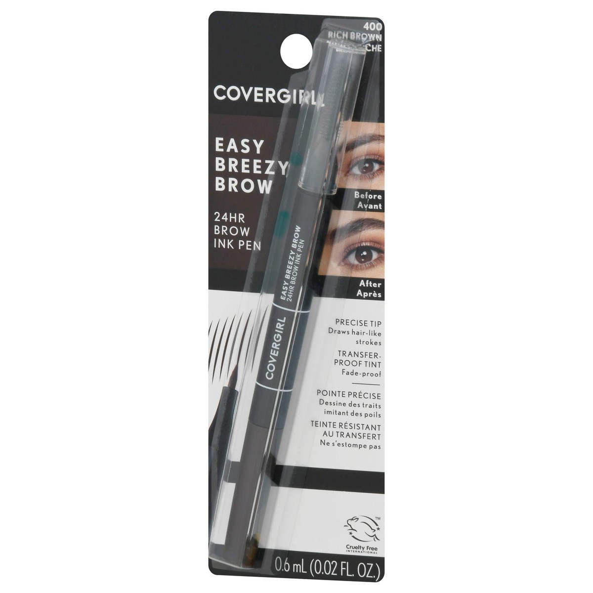 slide 7 of 9, Covergirl Easy Breezy Brow Rich Brown 400 Brow Ink Pen 0.02 fl oz, 0.02 fl oz