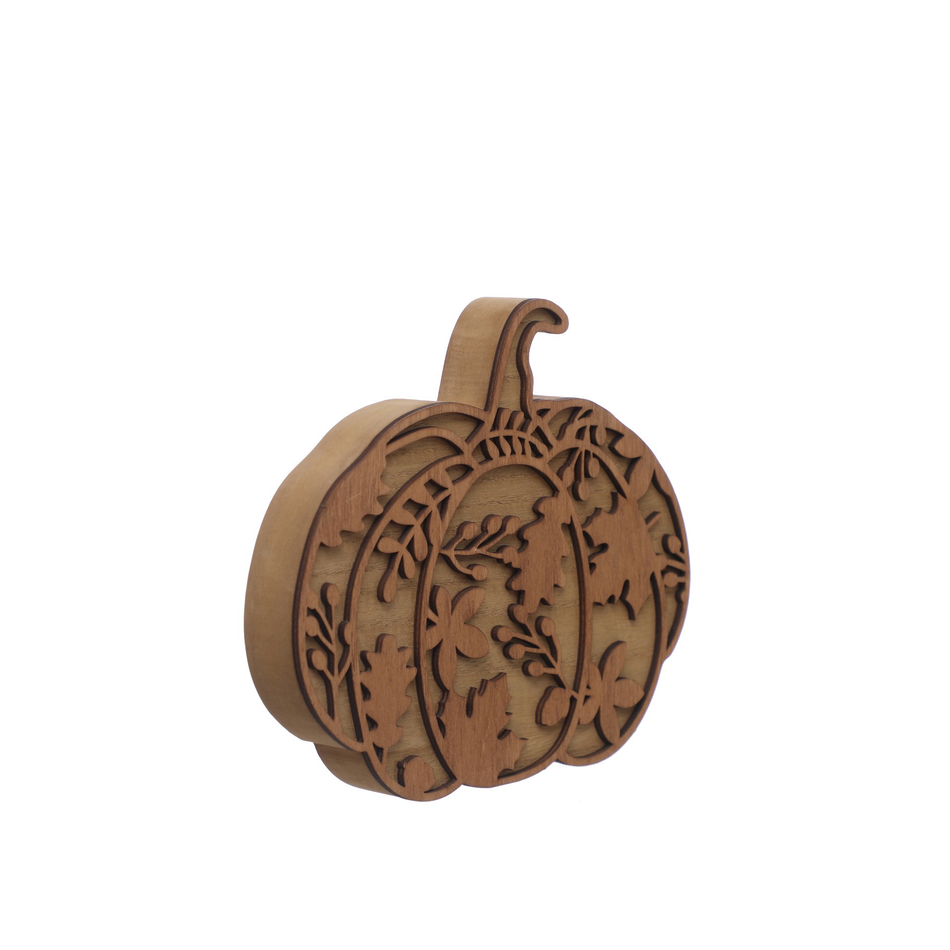 slide 2 of 3, 8" Brown Leaf Carved Pumpkin Tabletop Decor By Ashland, 8 in