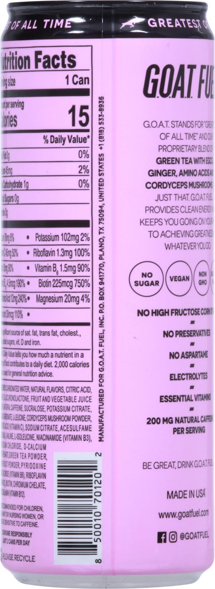 slide 8 of 9, G.O.A.T. Fuel Energy Drink, Pink Candy - 12 fl oz, 12 fl oz