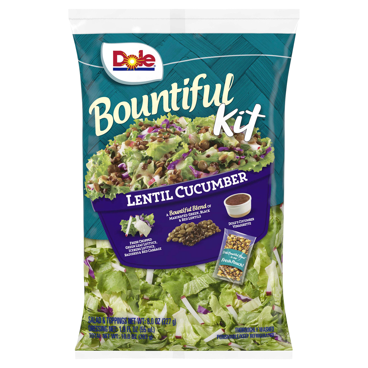 slide 1 of 1, Dole Lentil Cucumber Bountiful Salad Kit, 10 oz