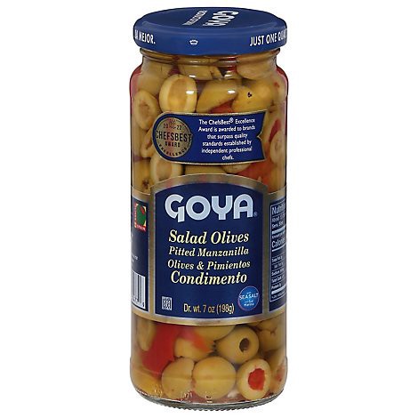 slide 1 of 1, Goya Olives Salad Pitted Manzanilla- 7 oz, 7 oz