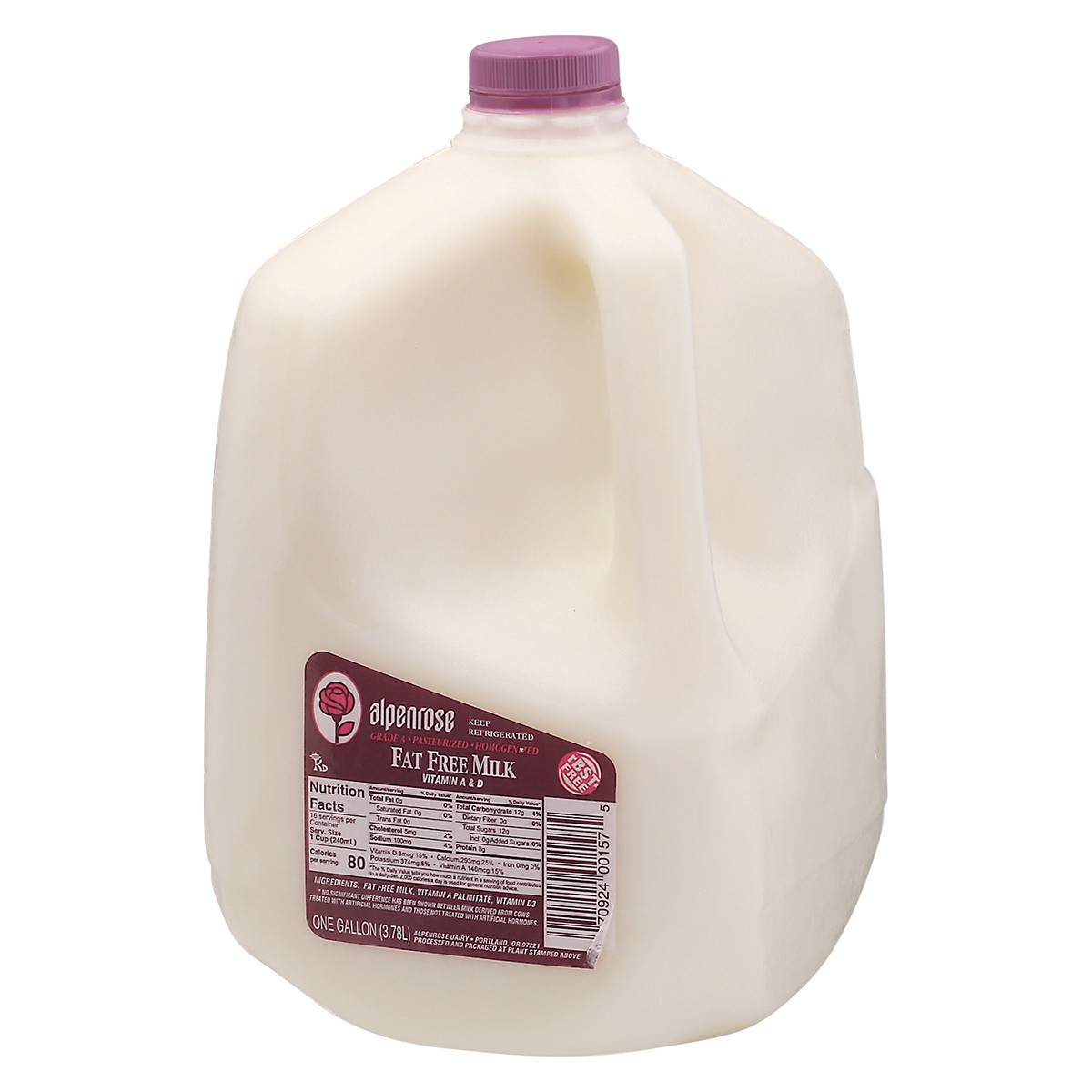 slide 2 of 10, Alpenrose Milk Fat Free - Gallon, 1 ct