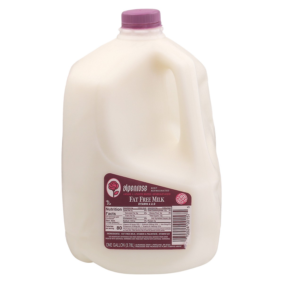 slide 1 of 10, Alpenrose Milk Fat Free - Gallon, 1 ct