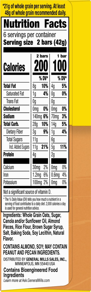 slide 8 of 14, Nature Valley Crunchy Granola Bars, Roasted Almond, 6 Pouches, 8.94 oz, 6 ct