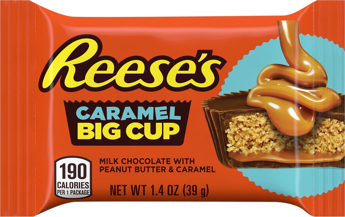 slide 3 of 7, Reese's Big Cup Caramel Milk Chocolate Peanut Butter Cups, Candy Pack, 1.4 oz, 1.4 oz