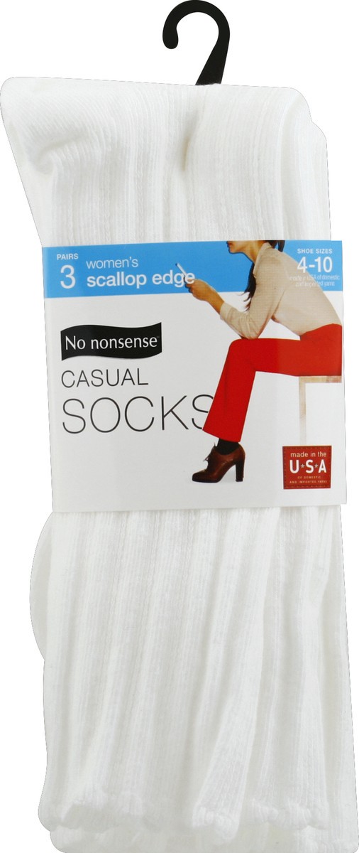 slide 2 of 2, No Nonsense Socks, Casual, Women's, Scallop Edge, 3 ct