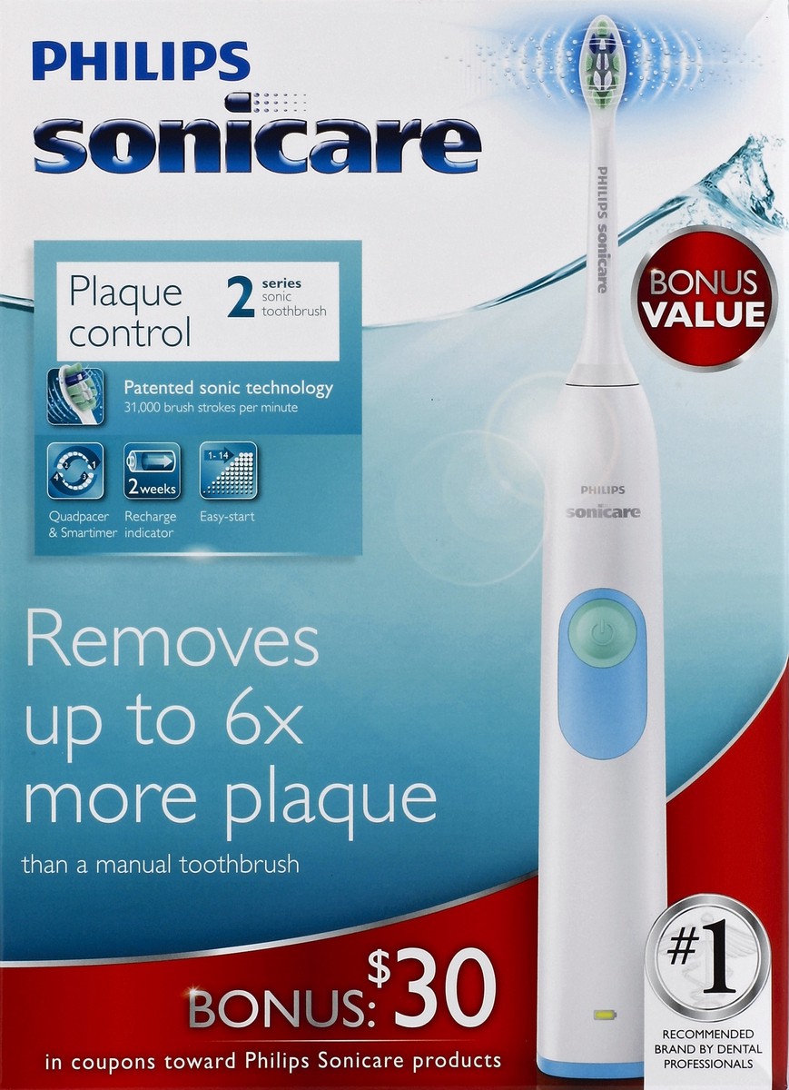 slide 4 of 4, Sonicare 2 Series Plaque Control White Battery Electric Toothbrush - HX6211/04, 1 ct