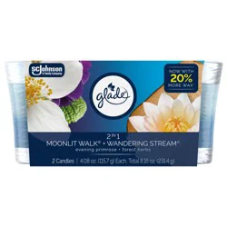 Glade 2in1 Jar Candle Air Freshener, Moonlit Walk & Wandering Stream, 6.8oz, 2 ct
