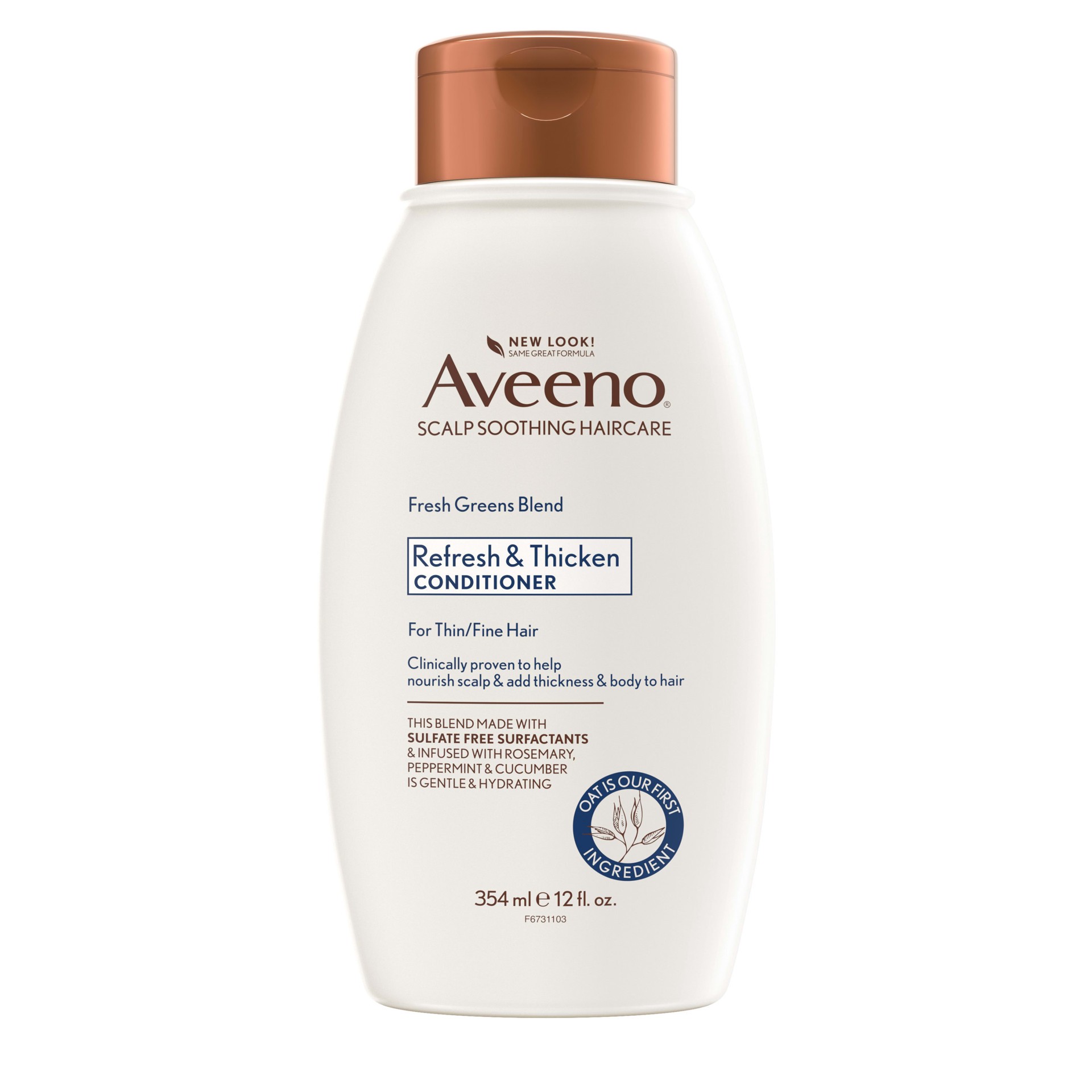 slide 1 of 3, Aveeno Fresh Greens Blend Natural Volumizing Conditioner, Cucumber, Rosemary, for Fine Hair, 12 fl oz, 354 ml