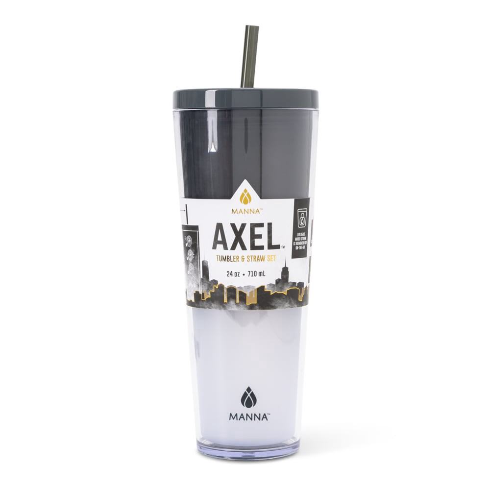 slide 2 of 4, Manna™ Axel™ Plastic Tumbler & Straw Set - Black, 24 oz