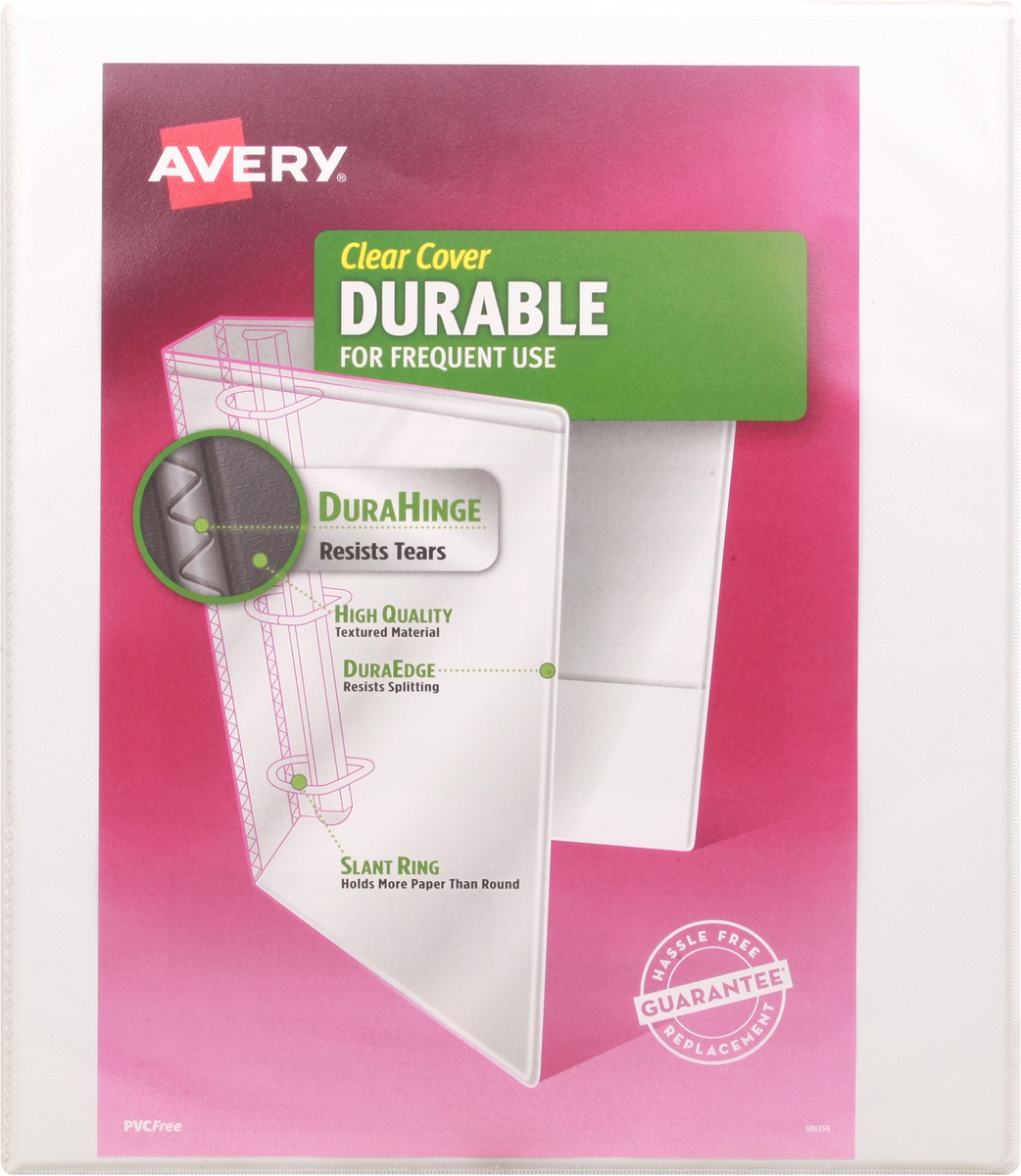 slide 5 of 11, Avery 1/2 Inch Durable Clear Cover Binder 1 ea, 1 ct