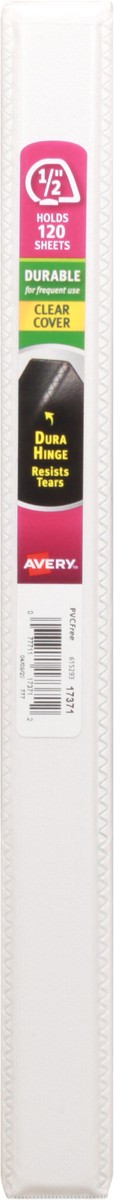 slide 10 of 11, Avery 1/2 Inch Durable Clear Cover Binder 1 ea, 1 ct