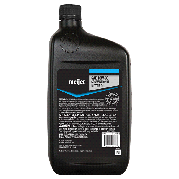 slide 5 of 5, Meijer Conventional SAE 10W-30 Motor Oil, 1 qt