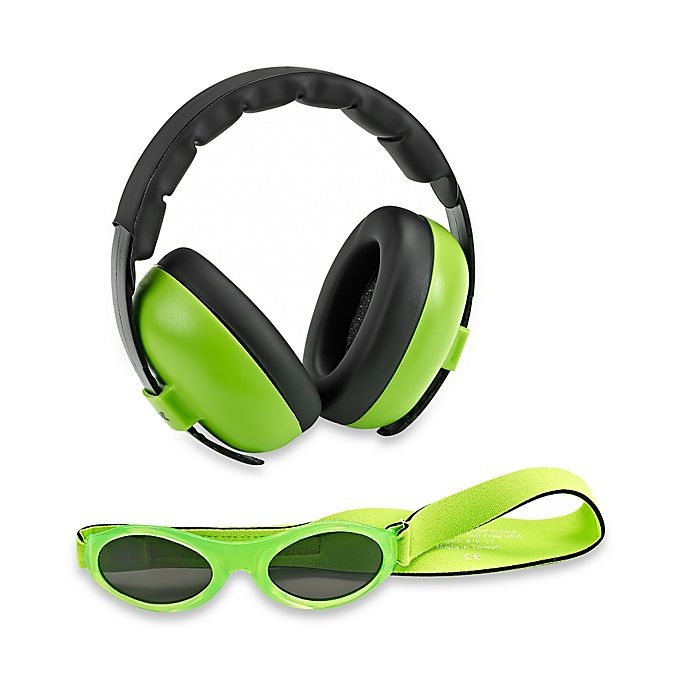 slide 1 of 1, Baby Banz Size 0-2 Years earBanZ Hearing Protection with Sunglasses - Lime, 1 ct