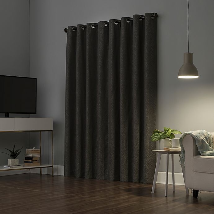 slide 2 of 9, Sun Zero Peyton Grommet Window Curtain Panel - Steel Gray, 96 in