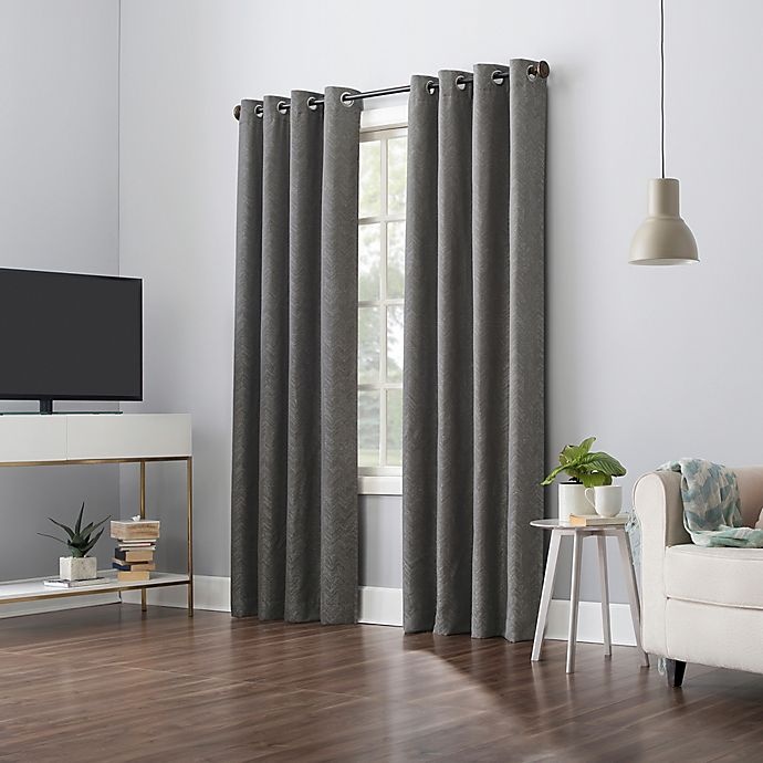 slide 5 of 9, Sun Zero Peyton Grommet Window Curtain Panel - Steel Gray, 96 in