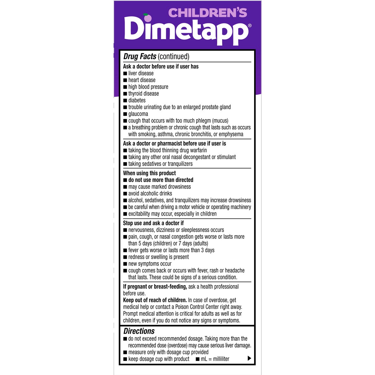 slide 4 of 9, Dimetapp Children's Multi-Symptom Cold & Flu, 4 oz