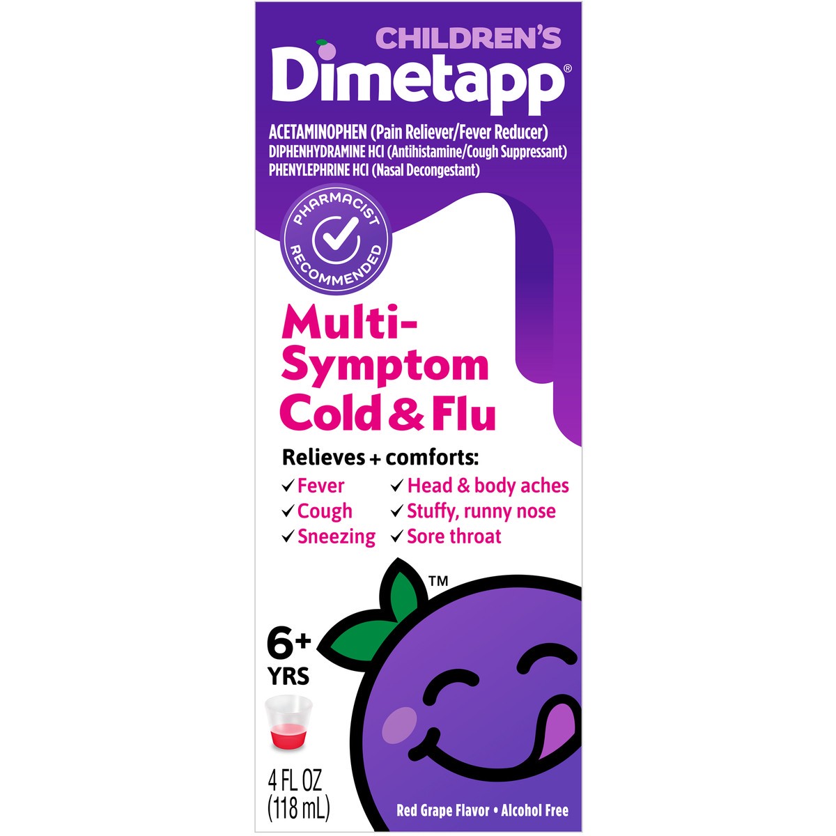 slide 3 of 9, Dimetapp Children's Multi-Symptom Cold & Flu, 4 oz