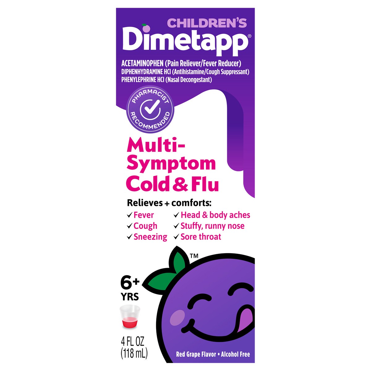 slide 1 of 9, Dimetapp Children's Multi-Symptom Cold & Flu, 4 oz