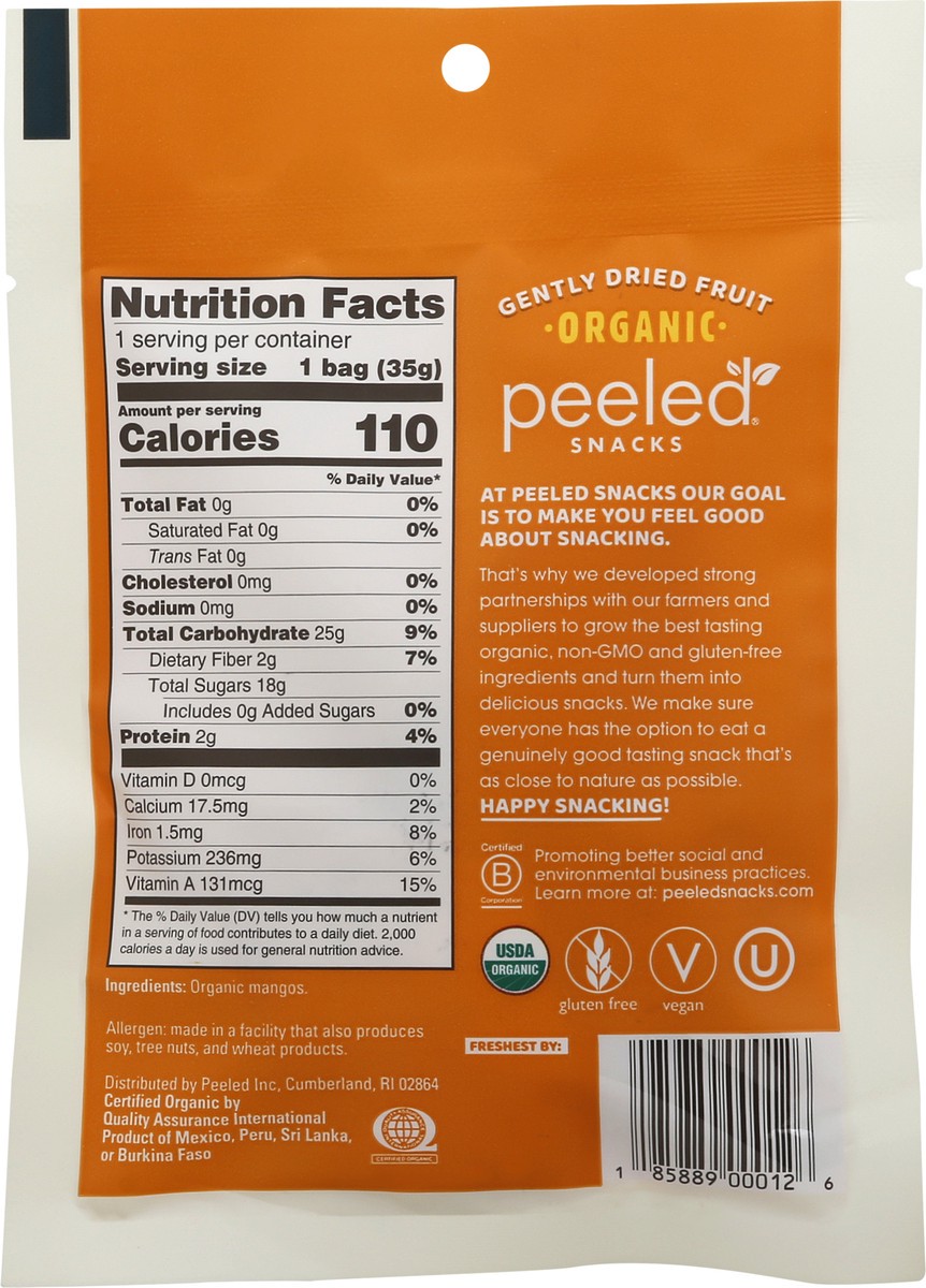 slide 8 of 8, Peeled Snacks Dried Fruit, Organic, Mango, 1.23 oz