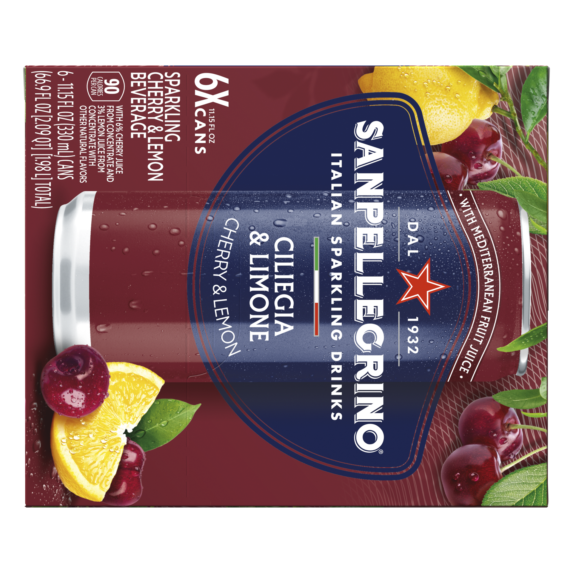 slide 7 of 7, San Pellegrino Sanpellegrino Italian Sparkling Drink Ciliegia and Limone, Sparkling Cherry and Lemon Beverage, 6 Pack, 