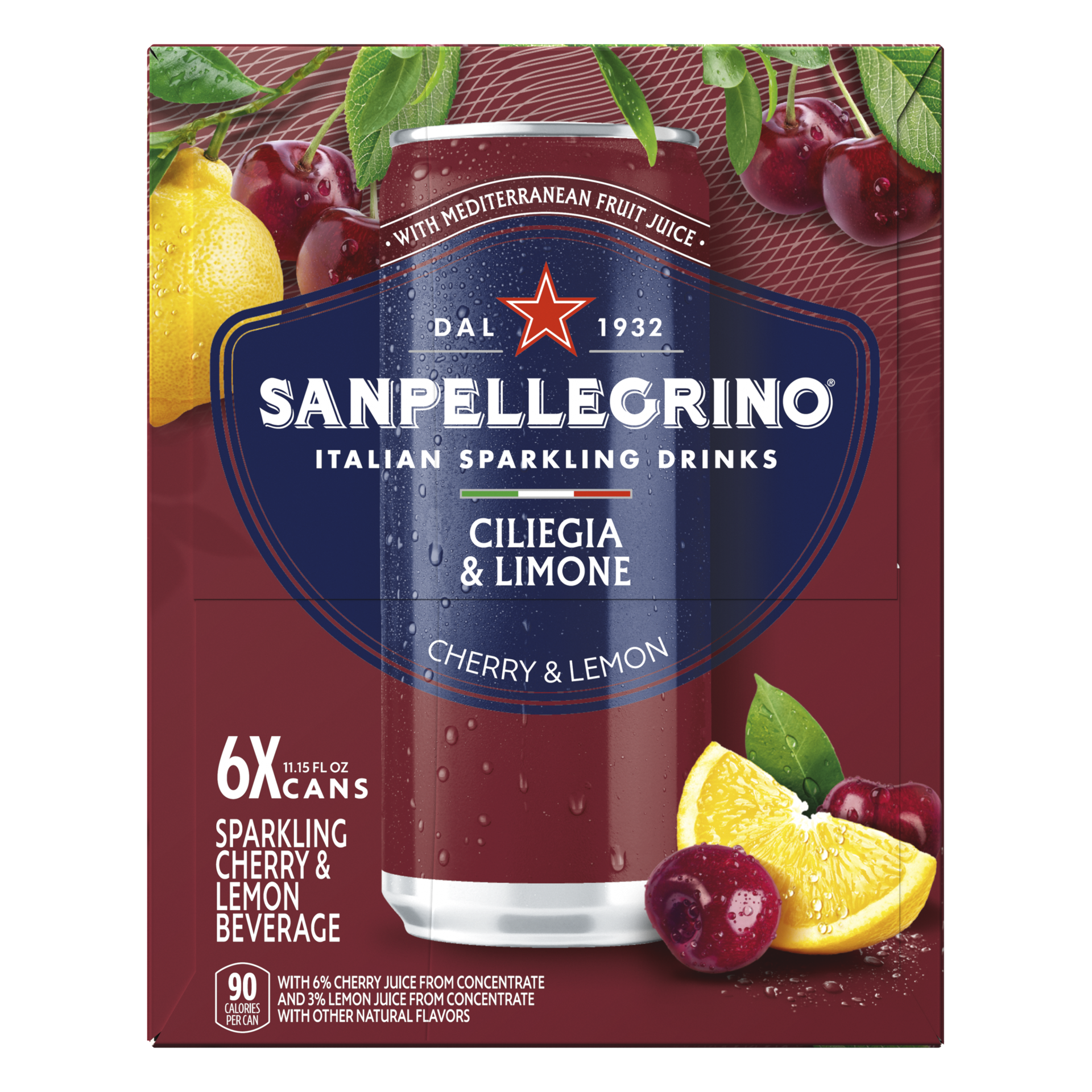 slide 5 of 7, San Pellegrino Sanpellegrino Italian Sparkling Drink Ciliegia and Limone, Sparkling Cherry and Lemon Beverage, 6 Pack, 
