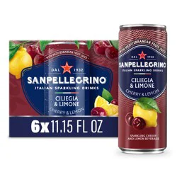 San Pellegrino Italian Sparkling Drink Ciliegia and Limone, Sparkling Cherry and Lemon Beverage, 6 Pack