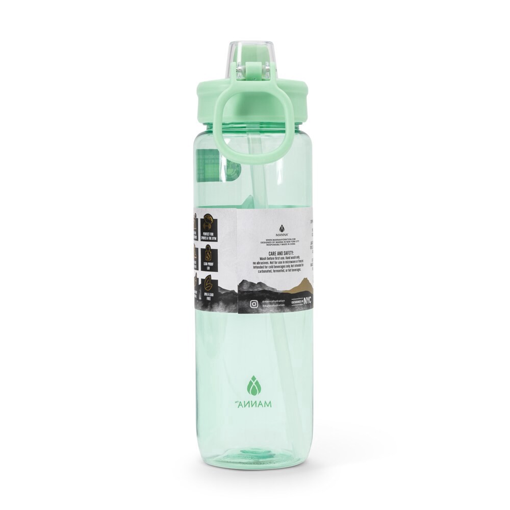 slide 2 of 3, Manna™ Push™ Lightweight Plastic Water Bottle - Green, 39 oz