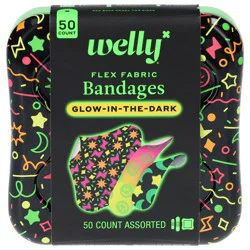 Welly Glow-in-the-Dark Flex Fabric Assorted Bandages - 50 ct