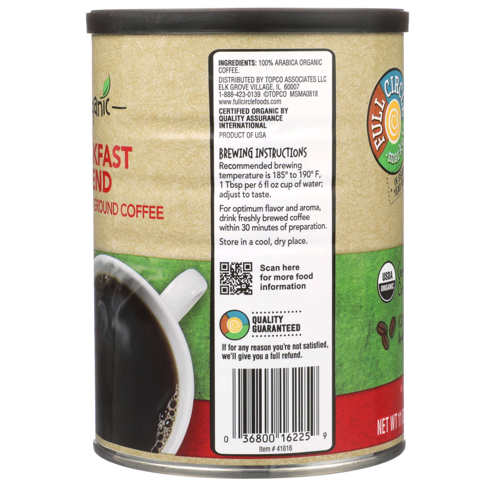 slide 6 of 6, Full Circle Market Organic Medium Roast Ground Coffee, 11 oz