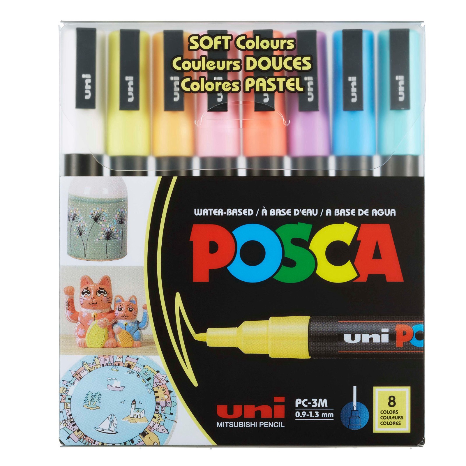 slide 3 of 3, Uni Posca Pc-3m Soft Color Fine Tip Marker Set, 0.9mm-1.3mm