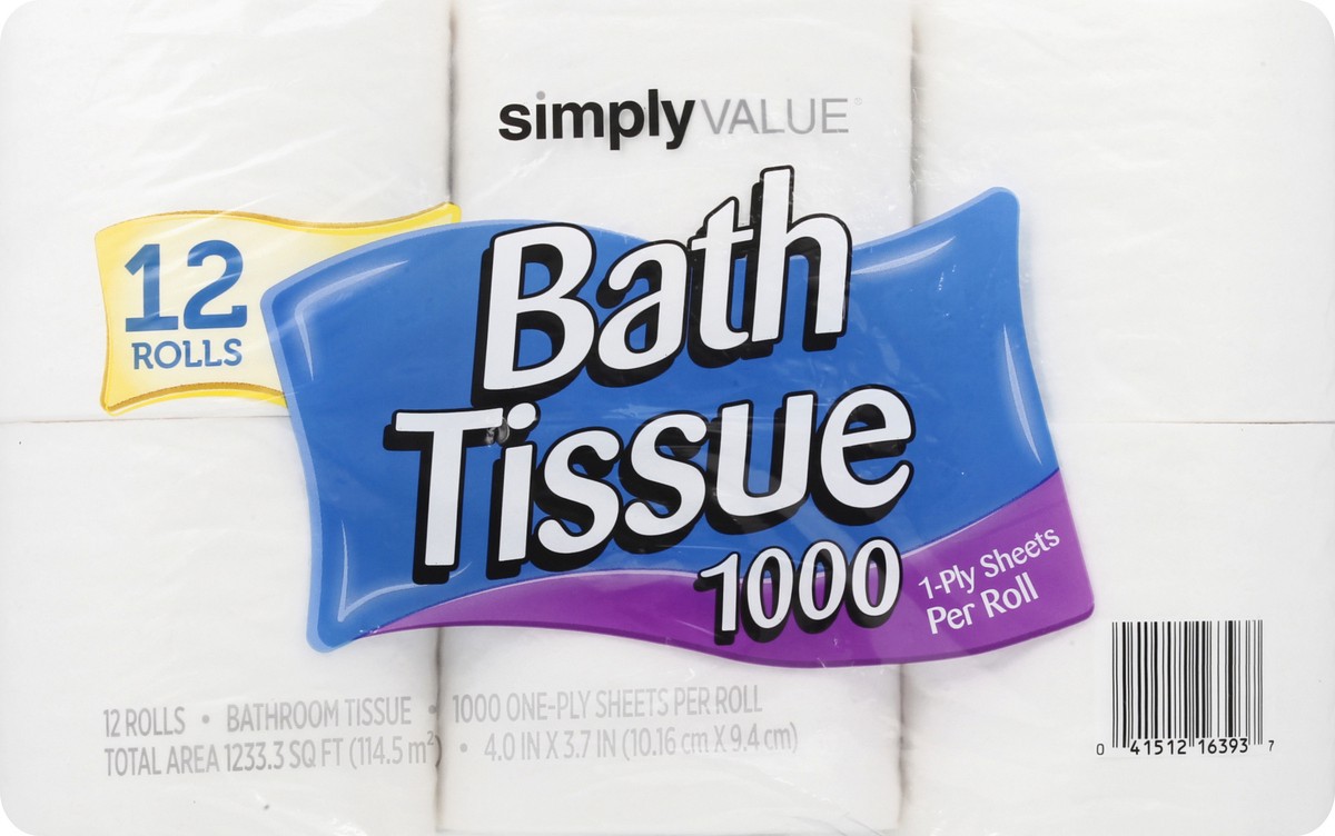 slide 1 of 9, Simply Value Bathroom Tissue, 12 ct