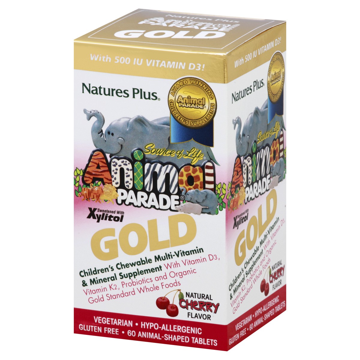 slide 8 of 9, Nature's Plus Animal Parade Gold Children's Animal-Shaped Tablets Natural Cherry Flavor Chewable Multivitamin & Mineral Supplement 60 ea, 60 ct