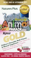 Nature's Plus Animal Parade Gold Children's Animal-Shaped Tablets Natural Cherry Flavor Chewable Multivitamin & Mineral Supplement 60 ea