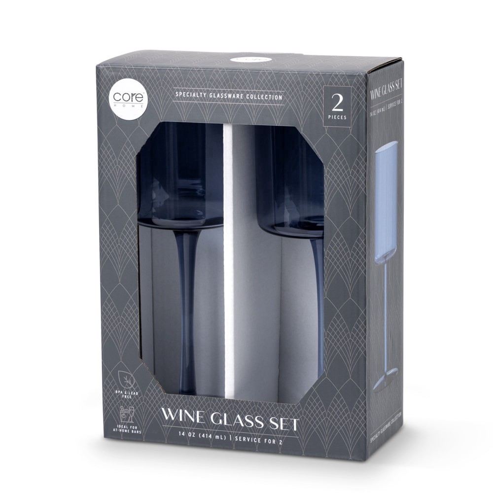slide 3 of 3, Core Home Wine Glasses - Blue, 2 ct