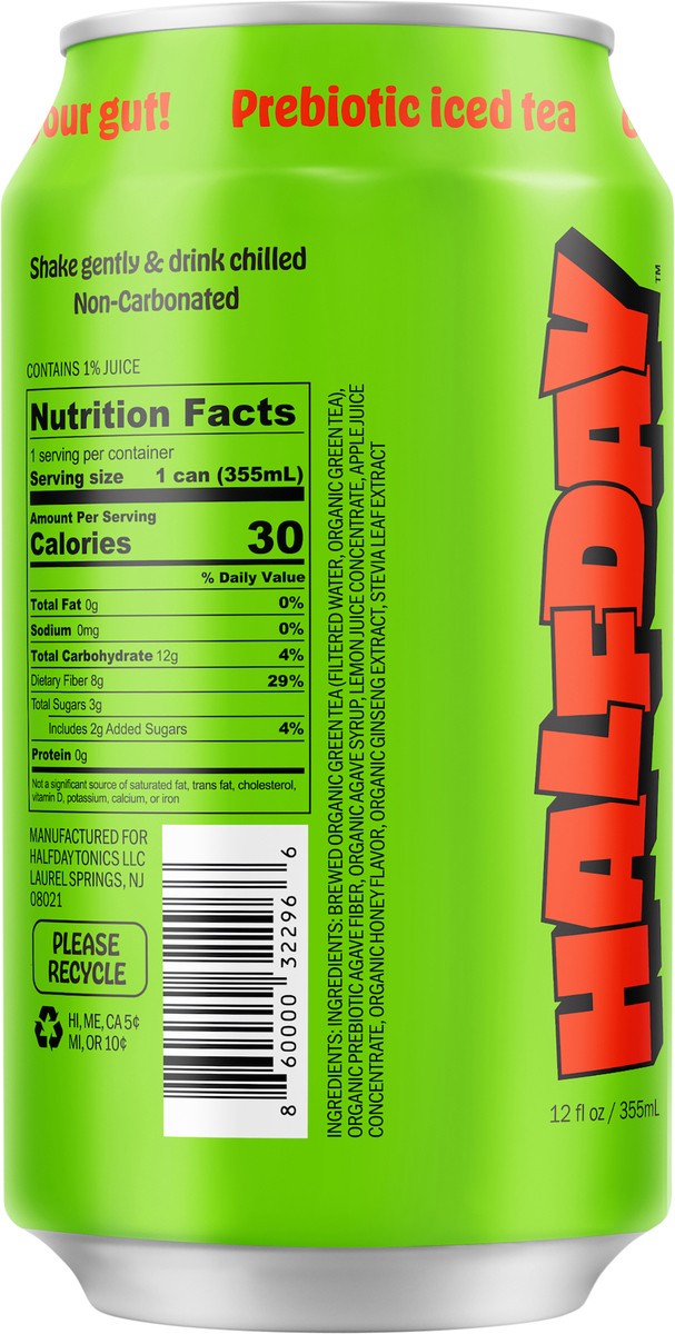 slide 4 of 4, Halfday Green Tea with Honey & Ginseng, 12oz Single Can, 12 fl oz
