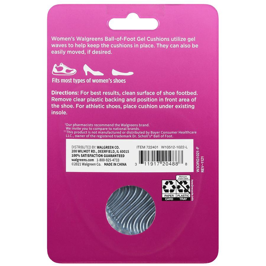 slide 2 of 5, Walgreens Ball of Foot Gel Cushions, 1 pair