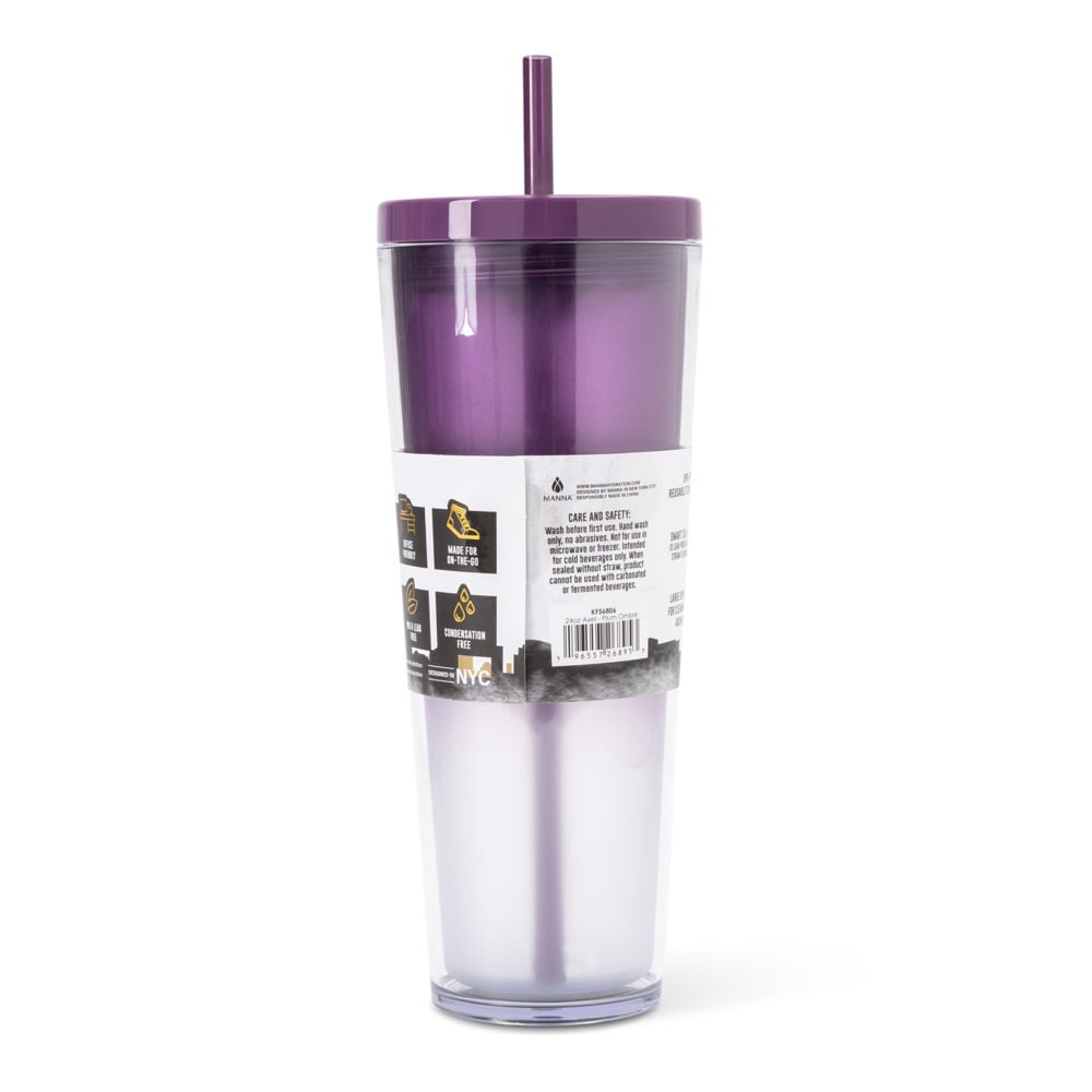 slide 3 of 3, Manna™ Axel™ Plastic Tumbler & Straw Set - Purple, 24 oz