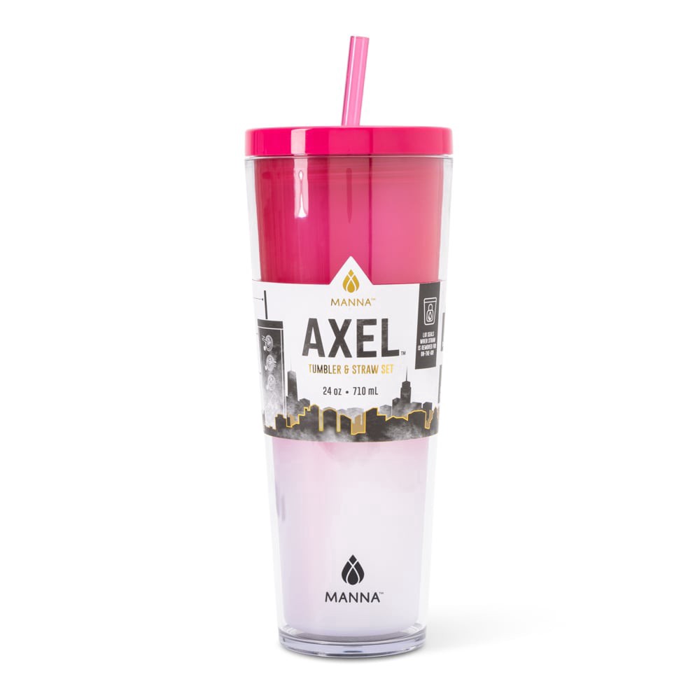 slide 4 of 4, Manna™ Axel™ Plastic Tumbler & Straw Set - Pink, 24 oz