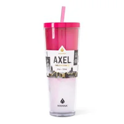 Manna Axel Plastic Tumbler & Straw Set - Pink