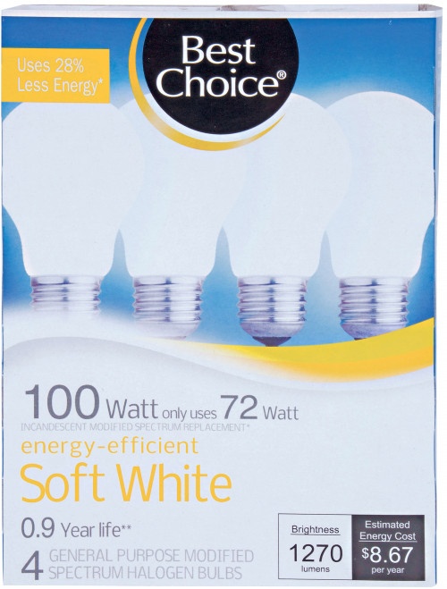 slide 1 of 1, Best Choice Energy Effecient Soft White Light Bulbs, 4 ct