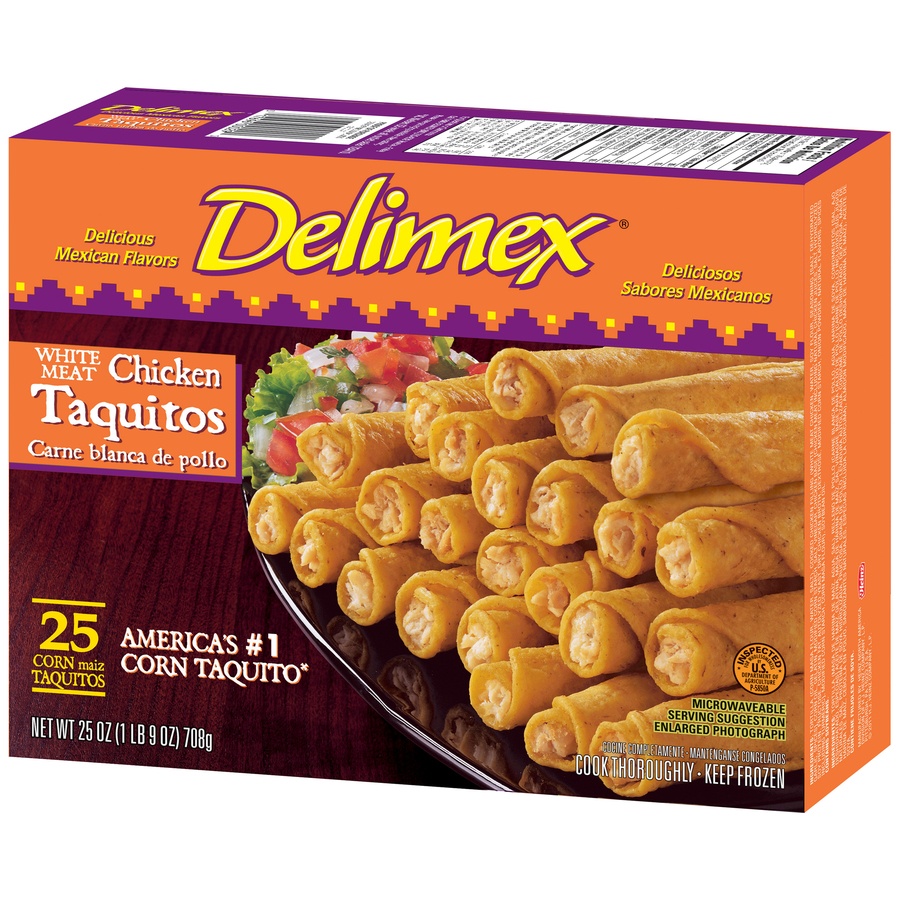 slide 2 of 3, Delimex White Meat Chicken Taquitos, 23 ct