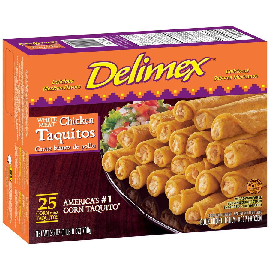 slide 3 of 3, Delimex White Meat Chicken Taquitos, 23 ct