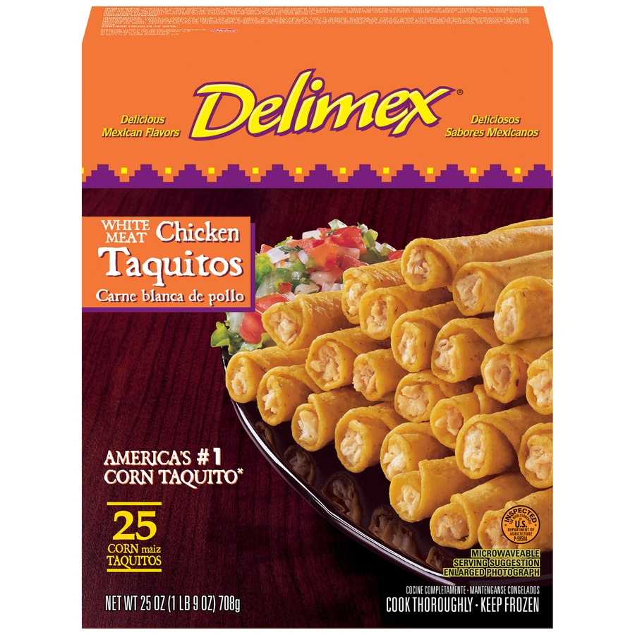 slide 1 of 3, Delimex White Meat Chicken Taquitos, 23 ct