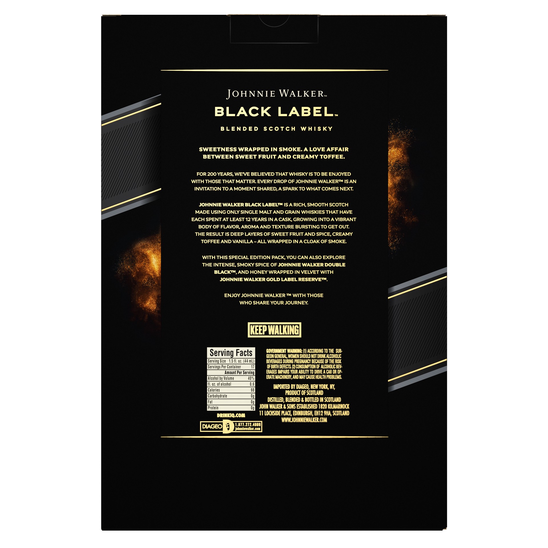 slide 2 of 3, Black Label Blended Scotch Whisky with Gold Label Reserve Blended Scotch Whisky and Double Black Label Blended Scotch Whisky, 750 ml